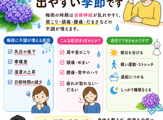 梅雨の頭痛は対応次第